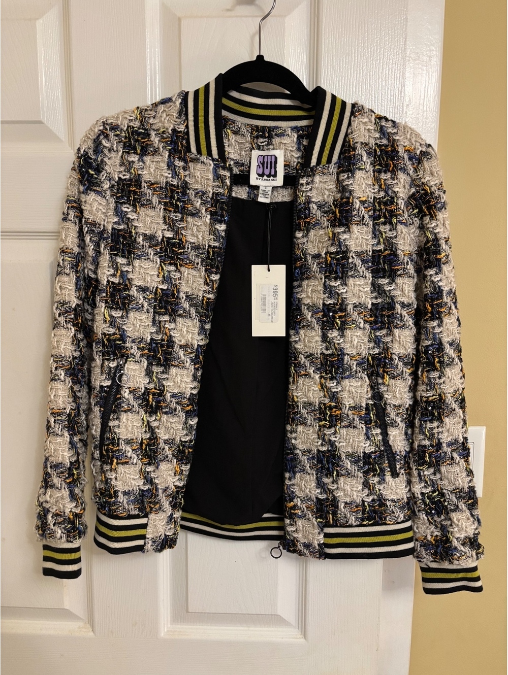 SUI by Anna Sui Women's Tweed Bomber Jacket Size M